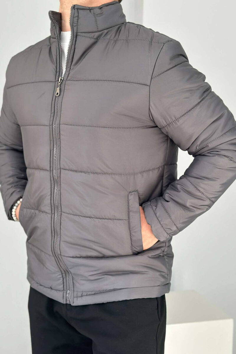 SIMPLE MEN PUFFER JACKET IN GREY COLOR - 3