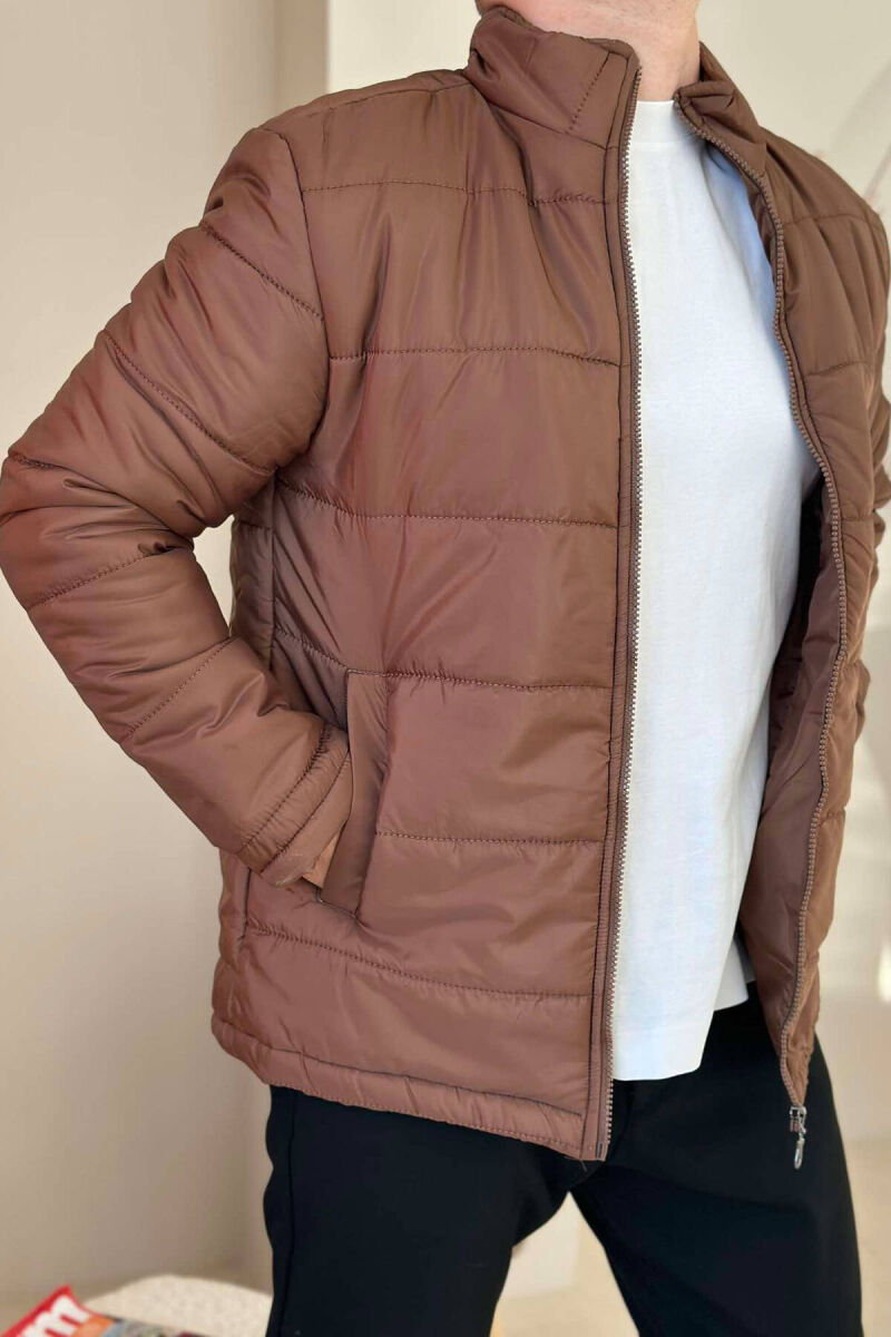 SIMPLE MEN PUFFER JACKET IN LIGHT BROWN COLOR - 2