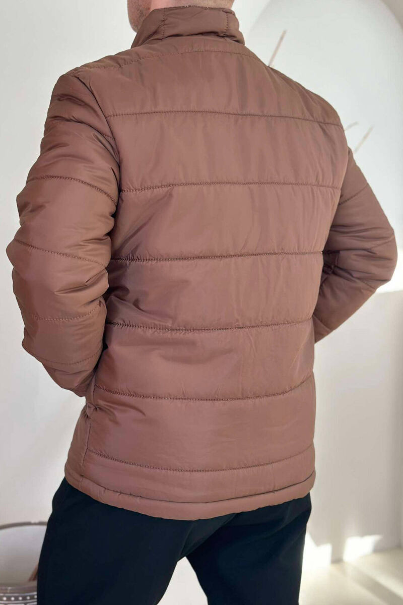 SIMPLE MEN PUFFER JACKET IN LIGHT BROWN COLOR - 3