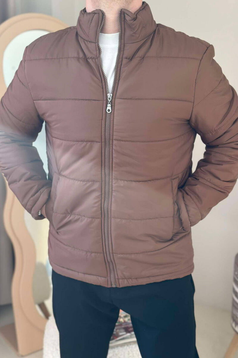 SIMPLE MEN PUFFER JACKET IN LIGHT BROWN COLOR - 4