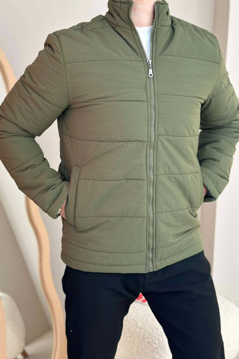 SIMPLE MEN PUFFER JACKET IN LIGHT GREEN COLOR - 4