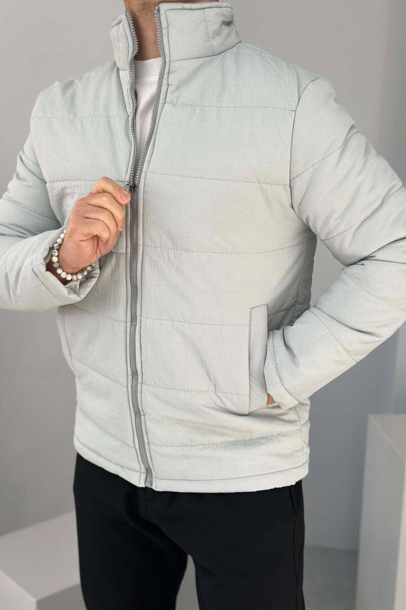 SIMPLE MEN PUFFER JACKET IN LIGHT GREY COLOR - 2