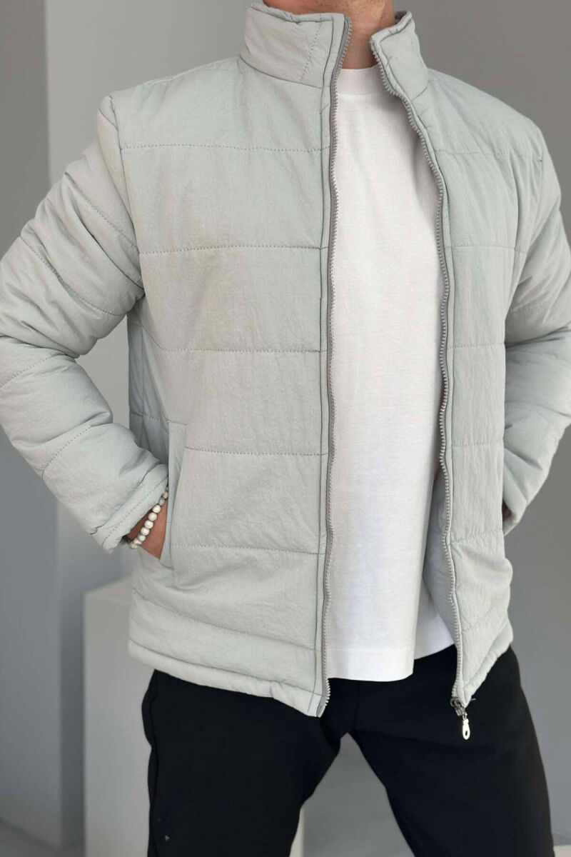 SIMPLE MEN PUFFER JACKET IN LIGHT GREY COLOR - 3