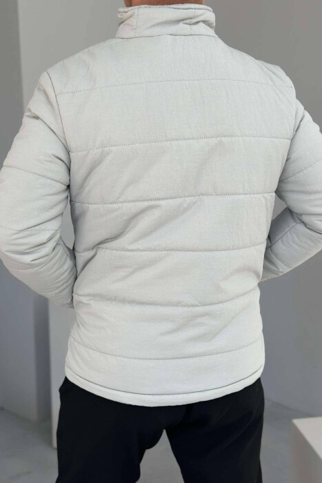 SIMPLE MEN PUFFER JACKET IN LIGHT GREY COLOR - 4