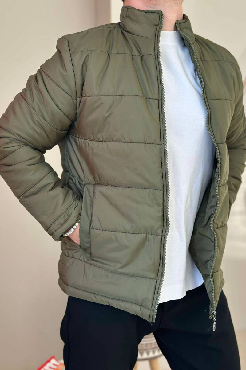 SIMPLE MEN PUFFER JACKET IN OLIVE COLOR - 2