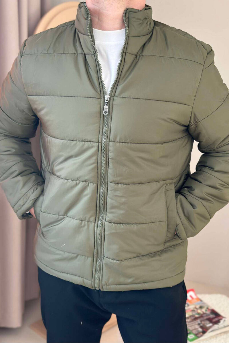 SIMPLE MEN PUFFER JACKET IN OLIVE COLOR - 3