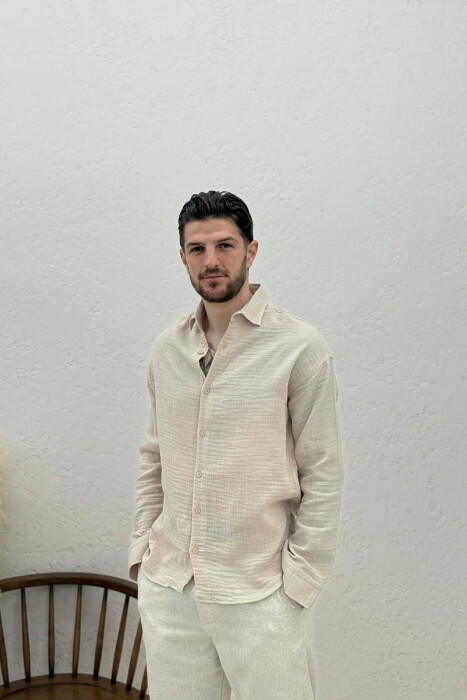 KEMISHE E THJESHTE PER MESHKUJ NE NGJYRE BEZHE - KLAUDIO FASHION