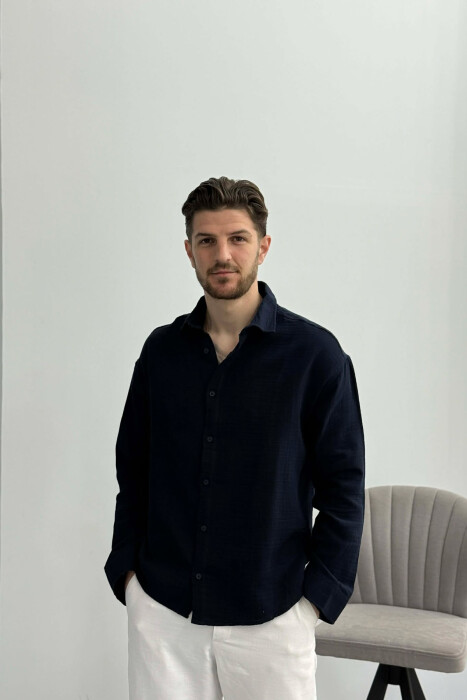 KEMISHE E THJESHTE PER MESHKUJ NE NGJYRE BLU - KLAUDIO FASHION