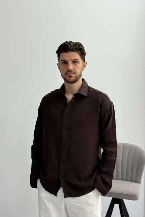 KEMISHE E THJESHTE PER MESHKUJ NE NGJYRE KAFE TE ERRET - KLAUDIO FASHION