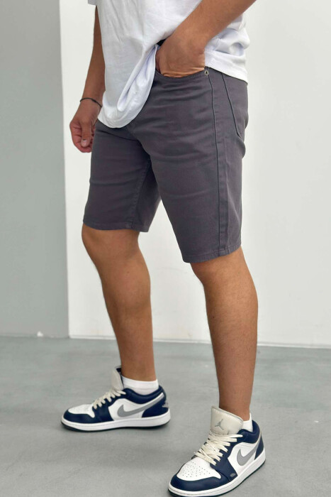 PANTALLONA TË SHKURTRA NJË NGJYRËSHE PËR MESHKUJ NË NGJYRËN GRI E ERRËT - KLAUDIO FASHION