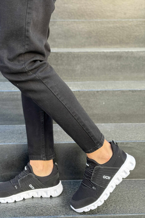 SIMPLE MEN SNEAKERS BLACK-WHITE/ZEBA - KLAUDIO FASHION