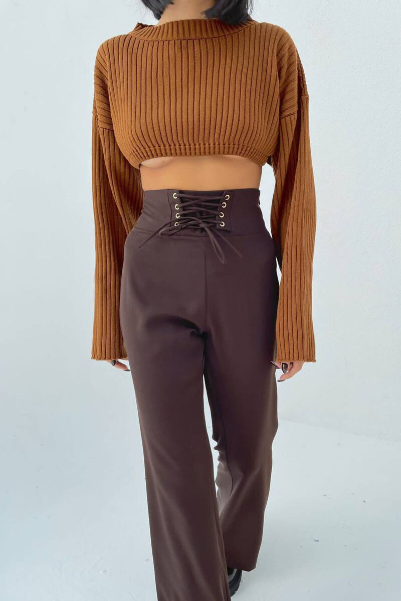 SIMPLE ON COLOR WOMAN TROUSERS BROWN/KAFE - 2