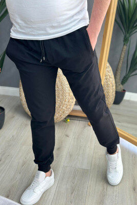 SIMPLE ONE COLOR COTTON MEN SWEATPANTS BLACK/ E ZEZE 