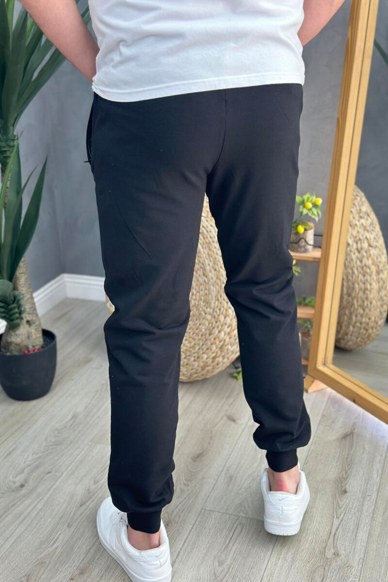 SIMPLE ONE COLOR COTTON MEN SWEATPANTS BLACK/ E ZEZE - 2