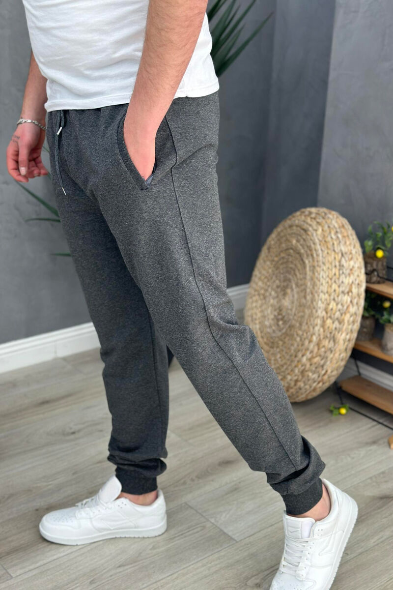 SIMPLE ONE COLOR COTTON MEN SWEATPANTS DARK GREY/GEE - 2