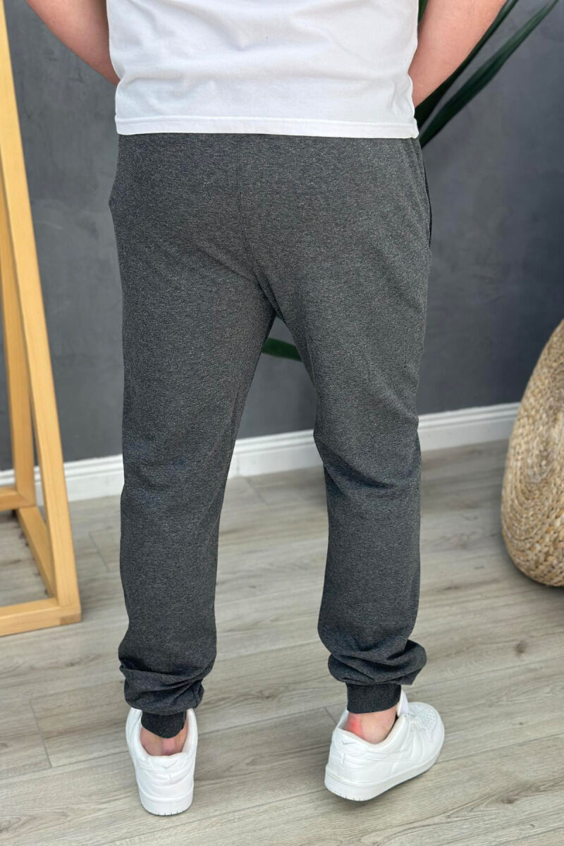 SIMPLE ONE COLOR COTTON MEN SWEATPANTS DARK GREY/GEE - 3