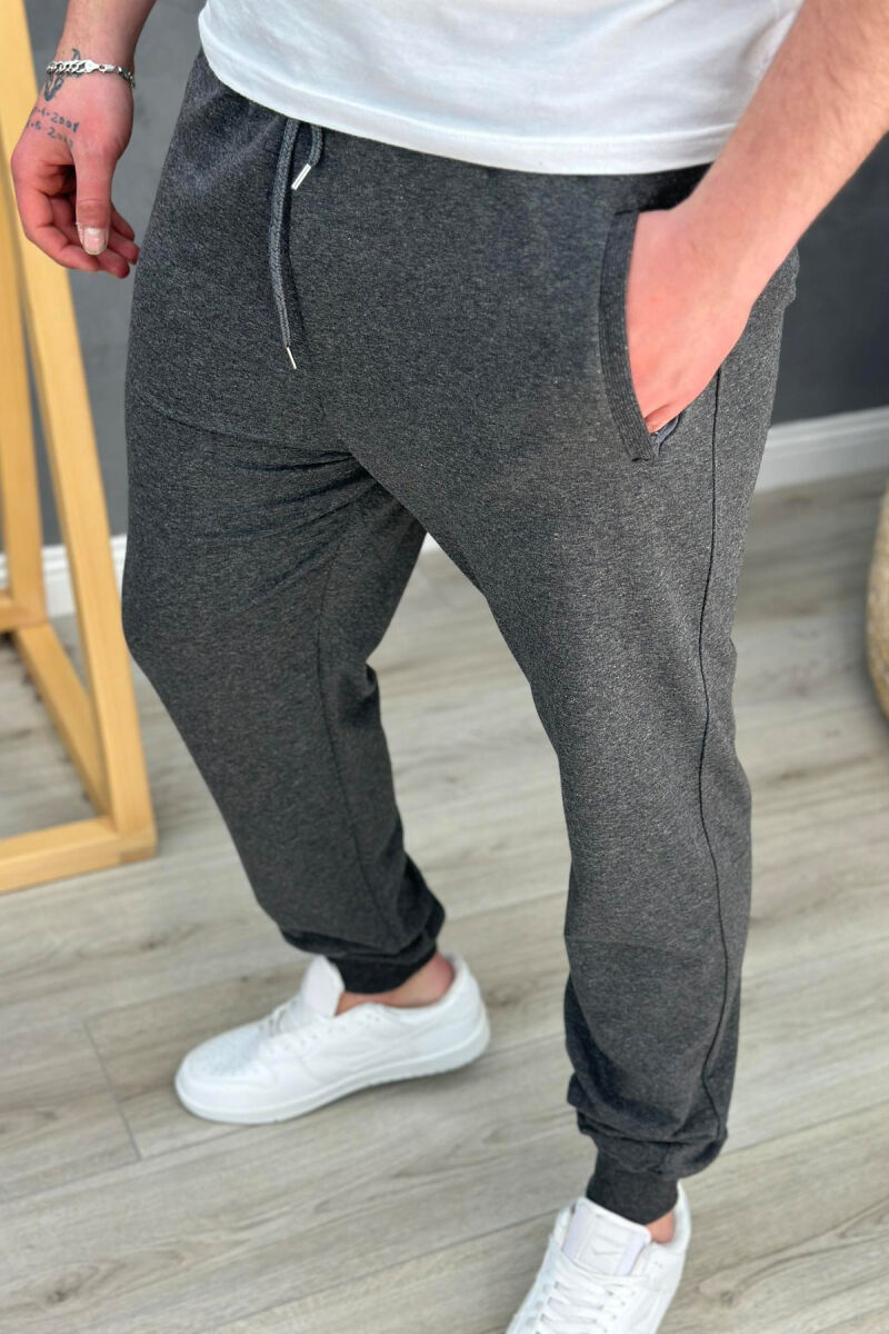 SIMPLE ONE COLOR COTTON MEN SWEATPANTS DARK GREY/GEE - 4