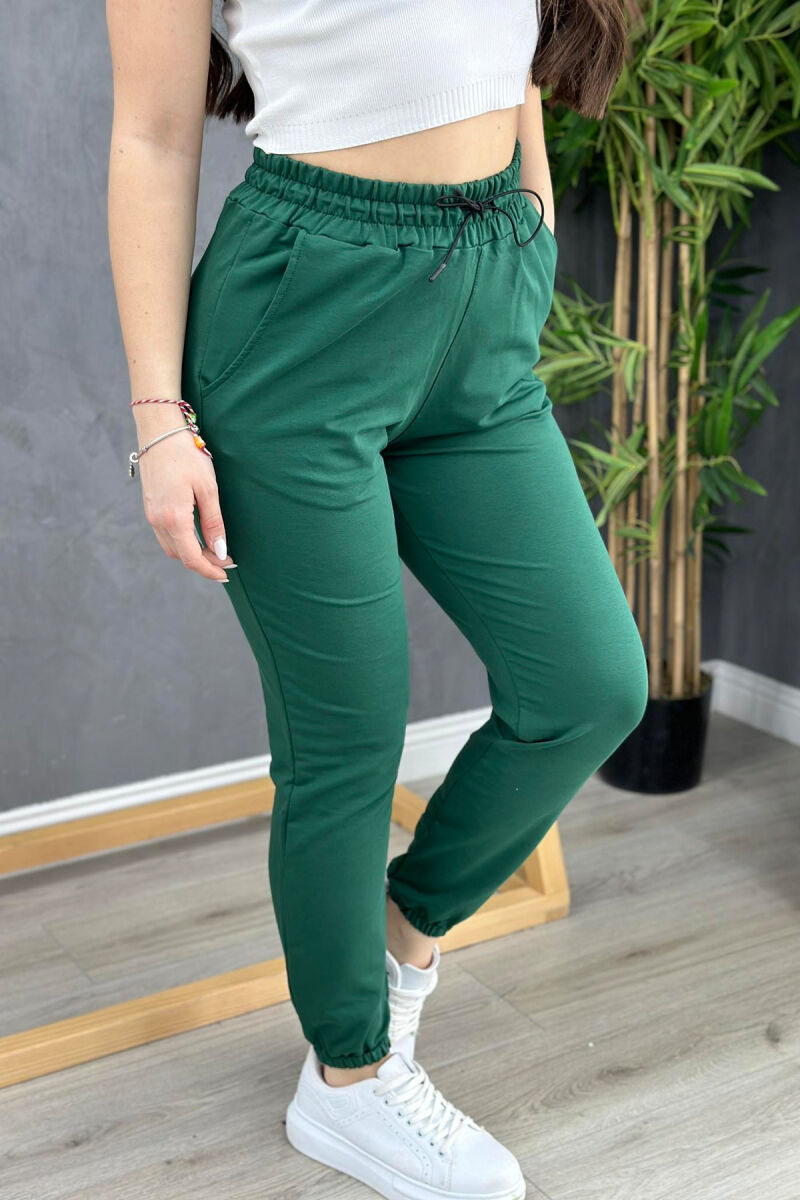 SIMPLE ONE COLOR COTTON MEN SWEATPANTS GREEN/JESHILE - 2