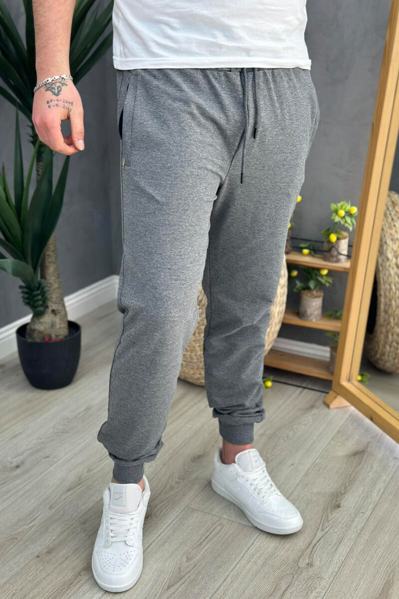 SIMPLE ONE COLOR COTTON MEN SWEATPANTS GREY/GRI - 1