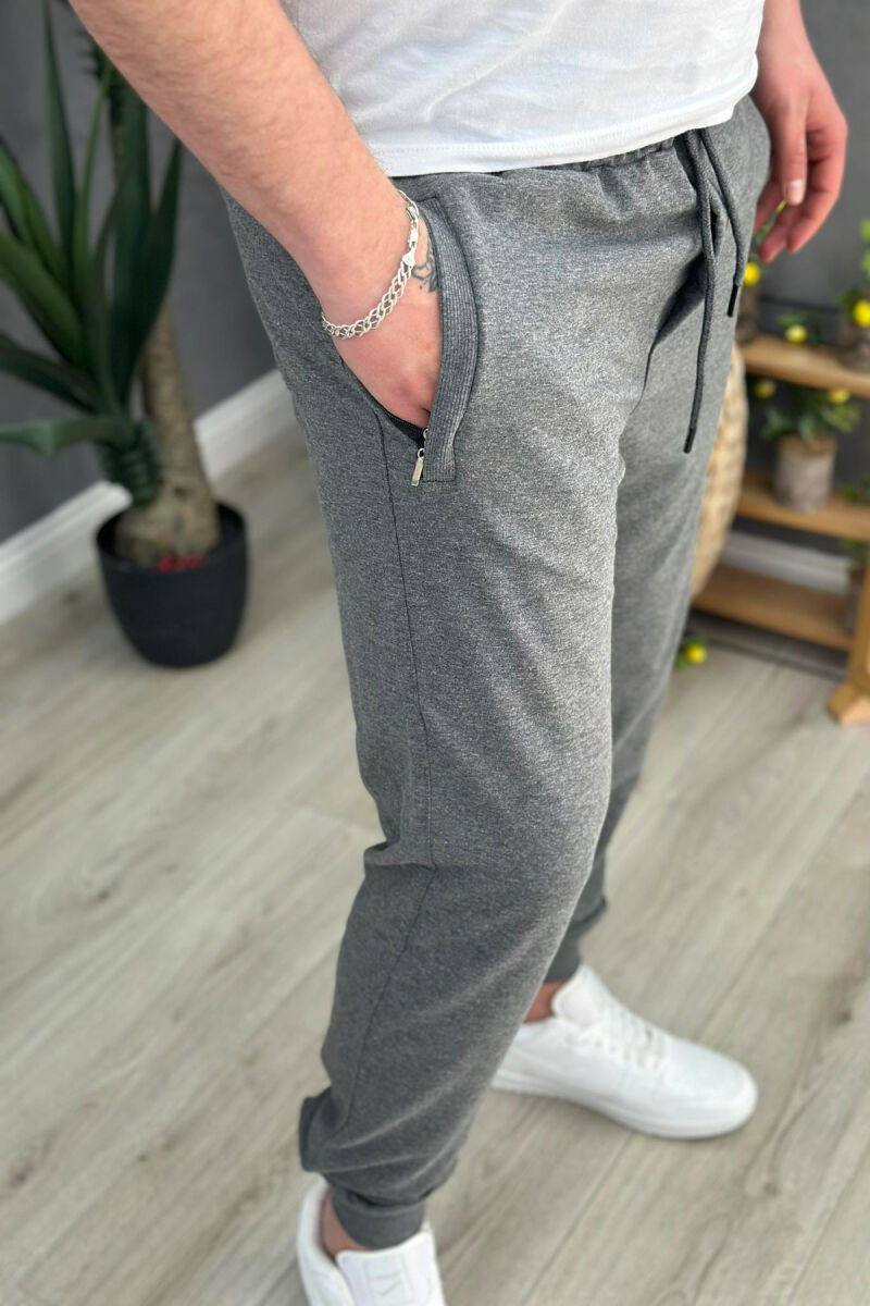 SIMPLE ONE COLOR COTTON MEN SWEATPANTS GREY/GRI - 2