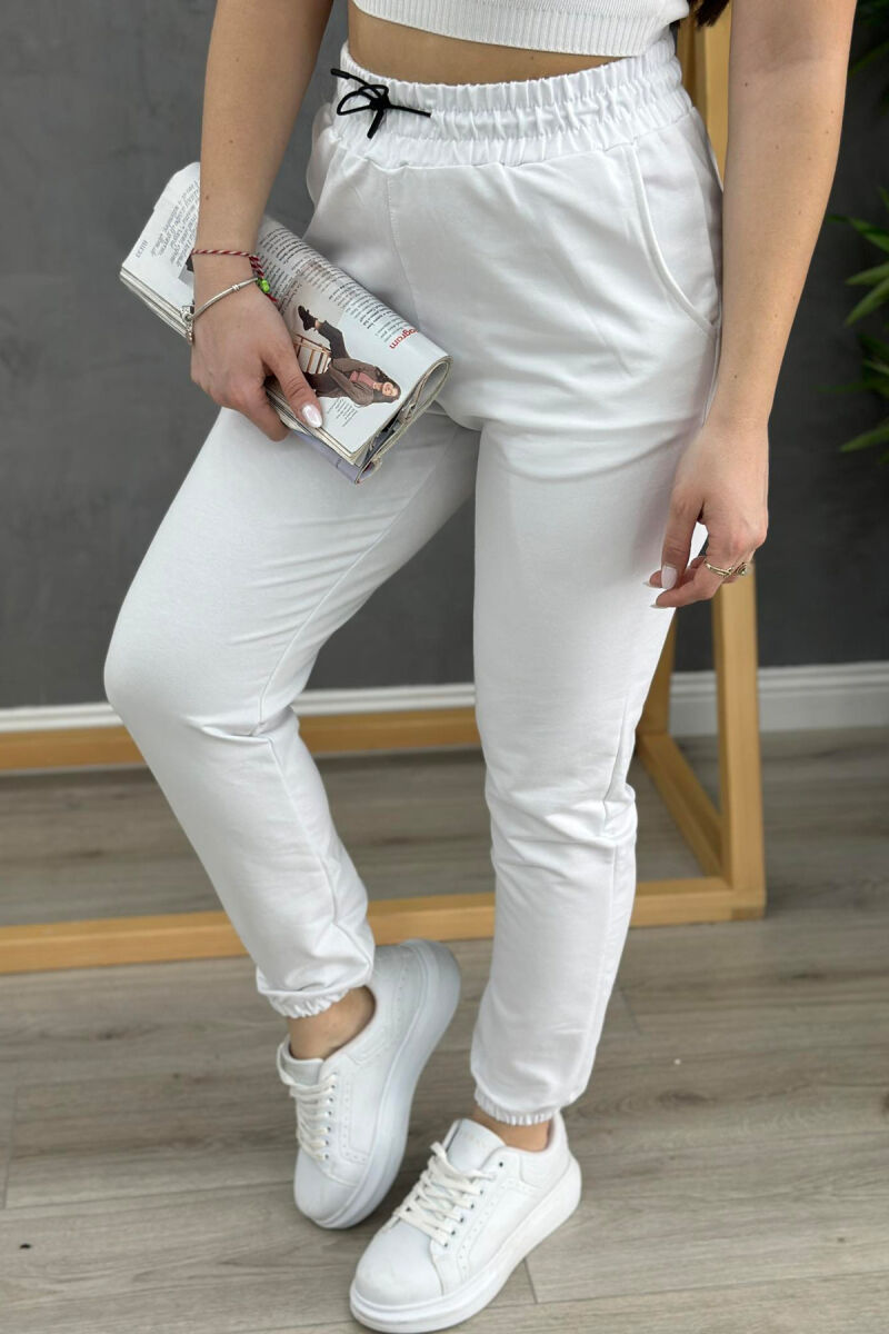 SIMPLE ONE COLOR COTTON MEN SWEATPANTS WHITE-E BARDHE - 4