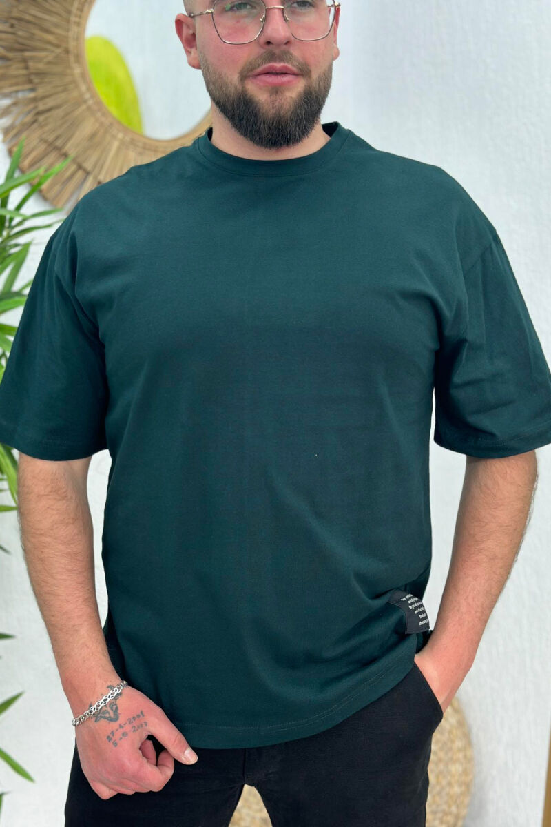 SIMPLE ONE COLOR COTTON MEN T-SHIRT GREEN/JESHILE - 1