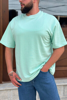 SIMPLE ONE COLOR COTTON MEN T-SHIRT MINT/MENTE 