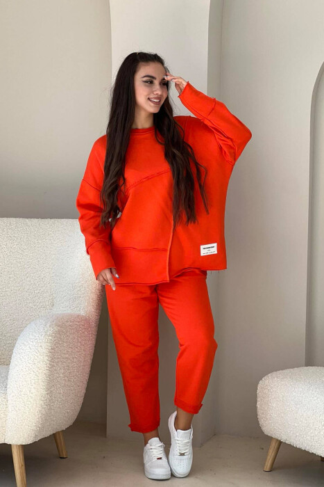 SIMPLE ONE COLOR COTTON WOMAN SET ORANGE/PORTOKALLI 