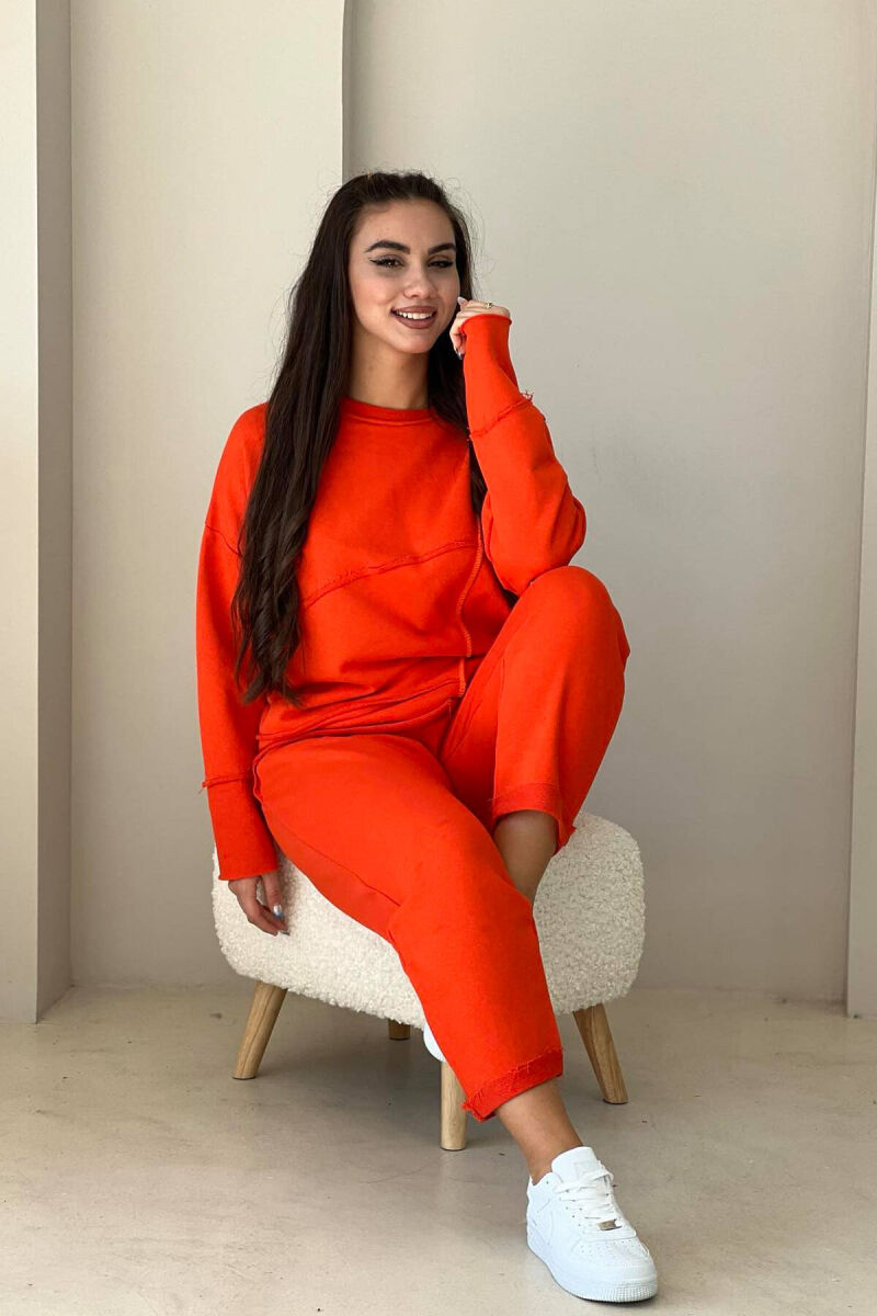 SIMPLE ONE COLOR COTTON WOMAN SET ORANGE/PORTOKALLI - 3