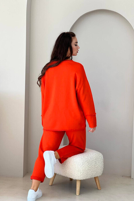 SIMPLE ONE COLOR COTTON WOMAN SET ORANGE/PORTOKALLI - 5