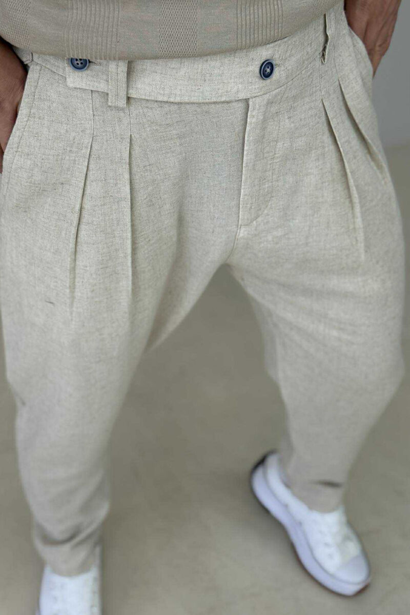 SIMPLE ONE COLOR MEN PANTS CREAM/KREM - 2