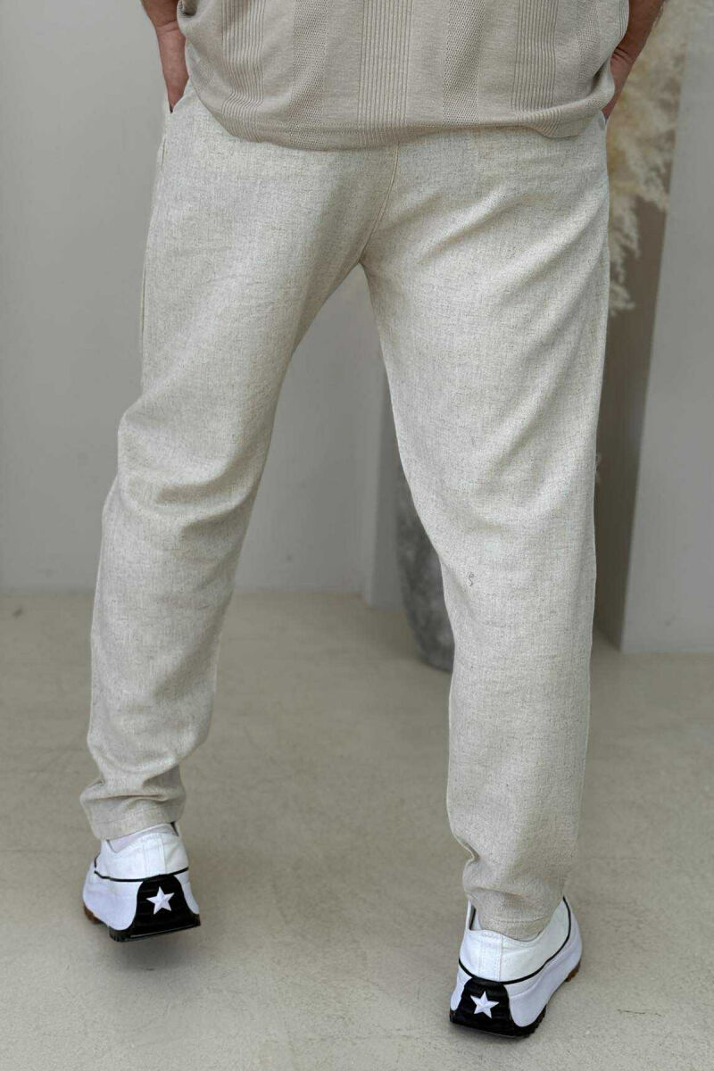 SIMPLE ONE COLOR MEN PANTS CREAM/KREM - 3