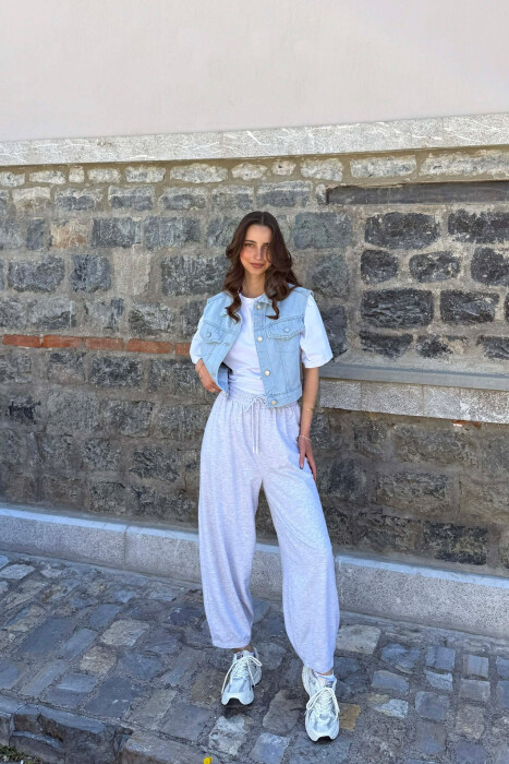 SIMPLE ONE COLOR DENIM WOMAN VEST BABY BLUE/BLU BY - 2