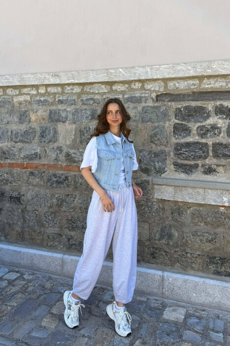 SIMPLE ONE COLOR DENIM WOMAN VEST BABY BLUE/BLU BY - 4