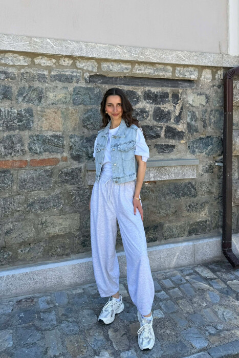 SIMPLE ONE COLOR DENIM WOMAN VEST LIGHTBLUE/BZ - 2