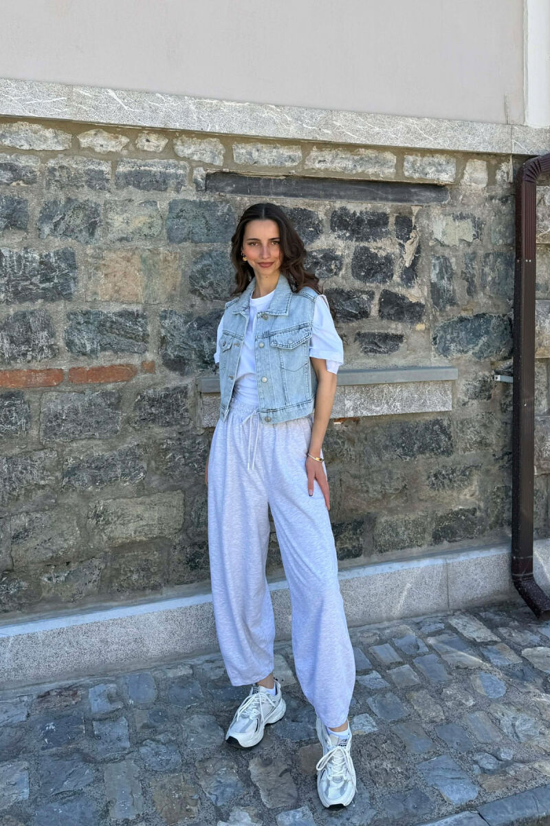 SIMPLE ONE COLOR DENIM WOMAN VEST LIGHTBLUE/BZ - 2