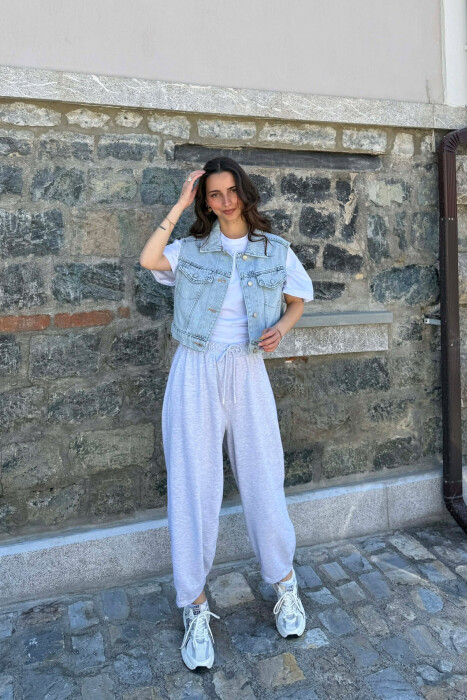 SIMPLE ONE COLOR DENIM WOMAN VEST LIGHTBLUE/BZ - 5