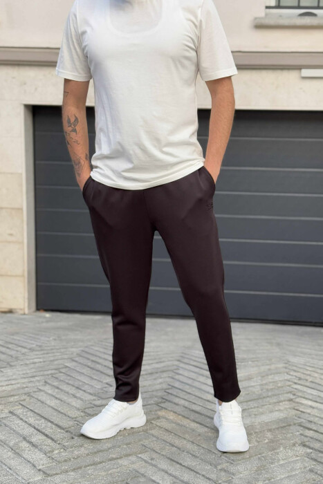 SIMPLE ONE COLOR ELASTIC MEN SWEATPANTS BLACK/ E ZEZE - 1
