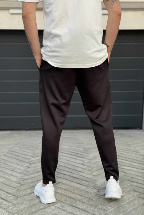 SIMPLE ONE COLOR ELASTIC MEN SWEATPANTS BLACK/ E ZEZE - 2