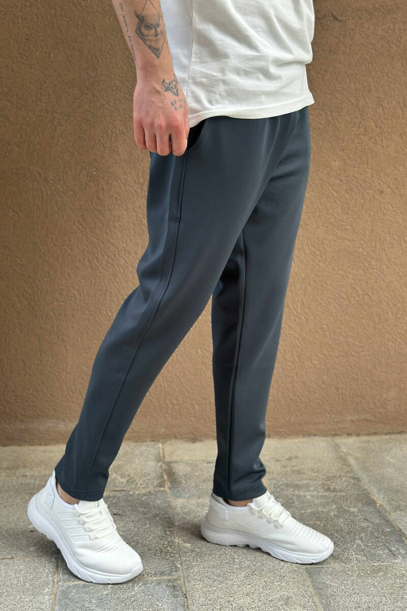 SIMPLE ONE COLOR ELASTIC MEN SWEATPANTS BLUE STONE/GK - 3