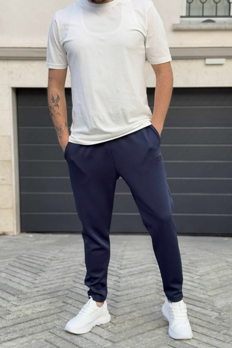 SIMPLE ONE COLOR ELASTIC MEN SWEATPANTS BLUE/BLU - 1