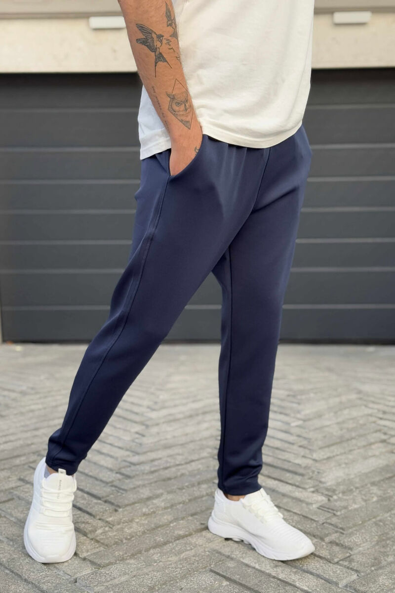 SIMPLE ONE COLOR ELASTIC MEN SWEATPANTS BLUE/BLU - 4