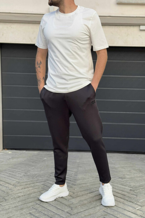 SIMPLE ONE COLOR ELASTIC MEN SWEATPANTS DARK GREY/GEE - 1