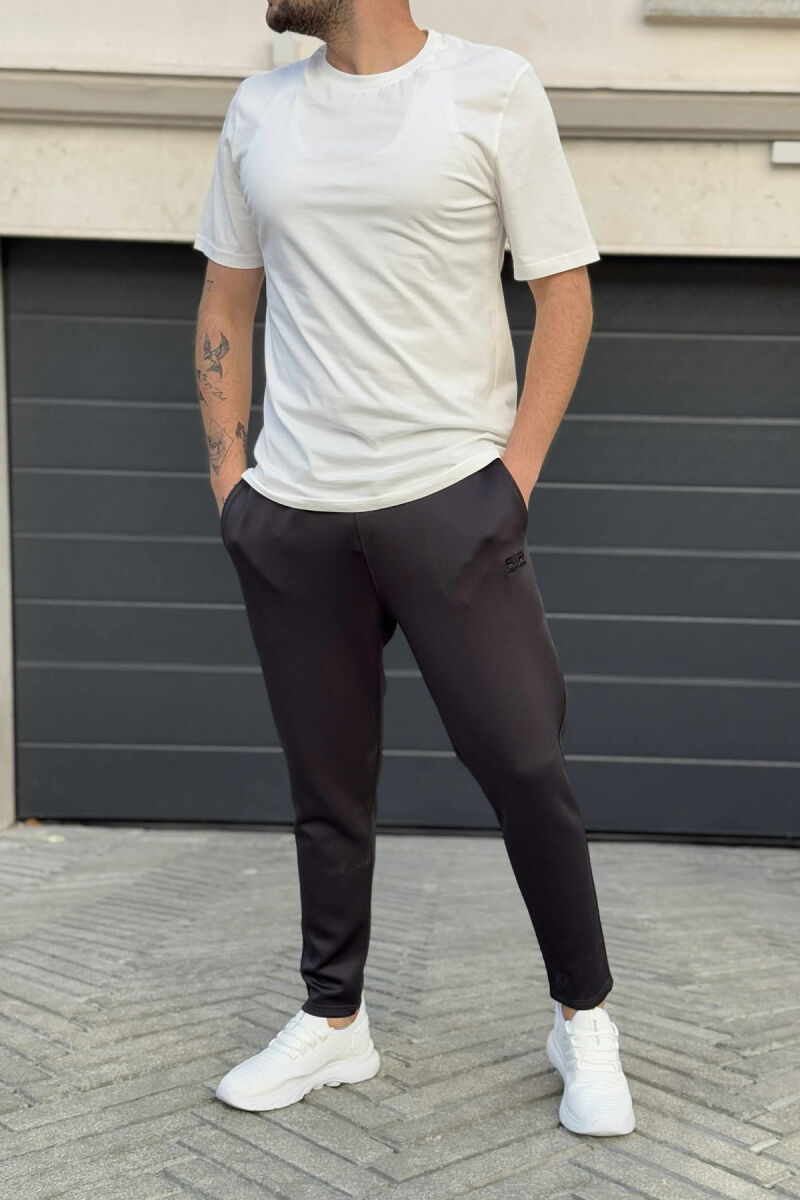 SIMPLE ONE COLOR ELASTIC MEN SWEATPANTS DARK GREY/GEE - 1