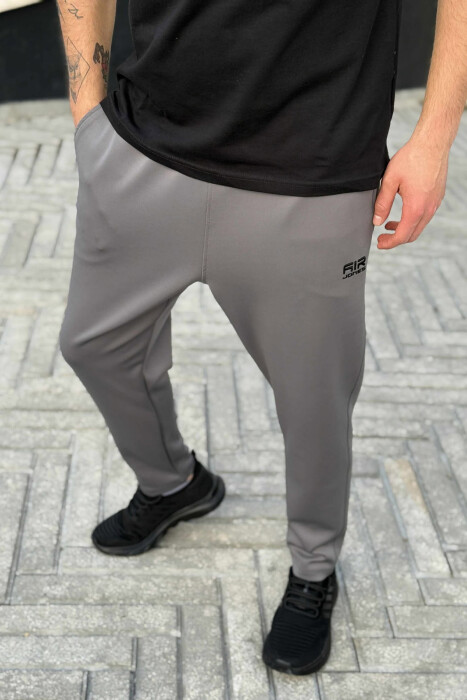 SIMPLE ONE COLOR ELASTIC MEN SWEATPANTS GREY ASH/GRI HIRI - 1