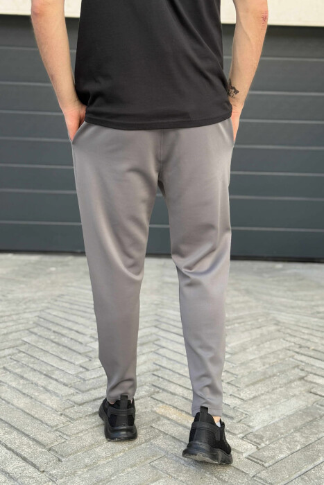 SIMPLE ONE COLOR ELASTIC MEN SWEATPANTS GREY ASH/GRI HIRI - 3