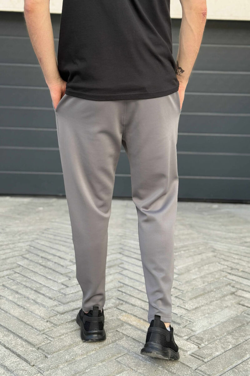 SIMPLE ONE COLOR ELASTIC MEN SWEATPANTS GREY ASH/GRI HIRI - 3