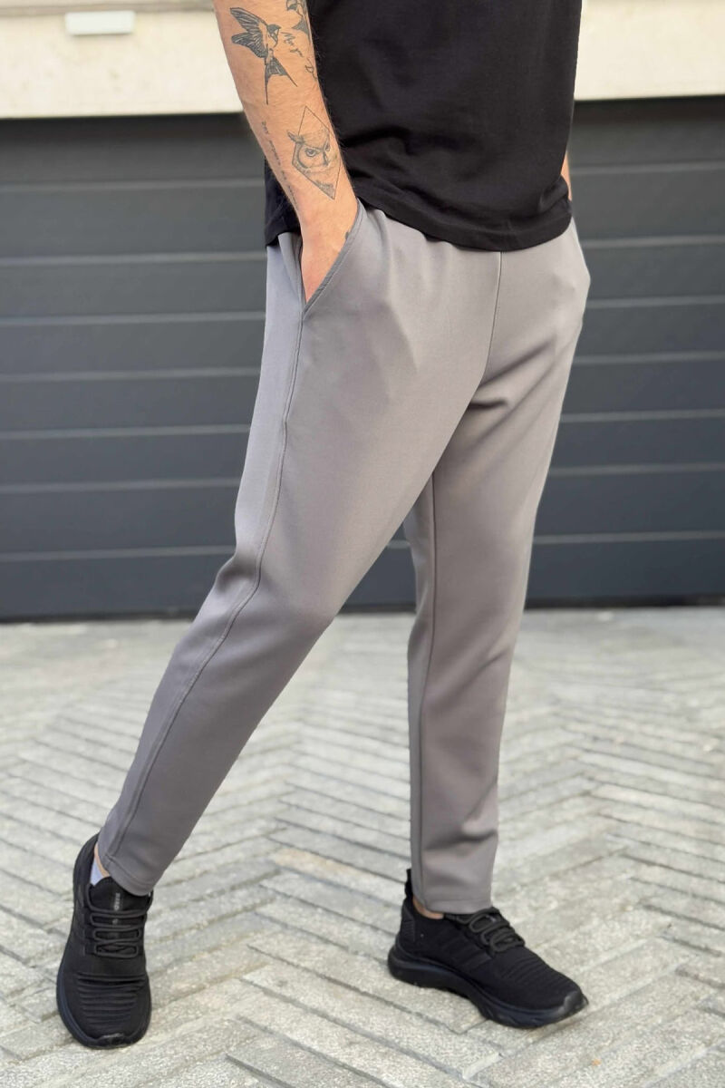 SIMPLE ONE COLOR ELASTIC MEN SWEATPANTS GREY ASH/GRI HIRI - 4