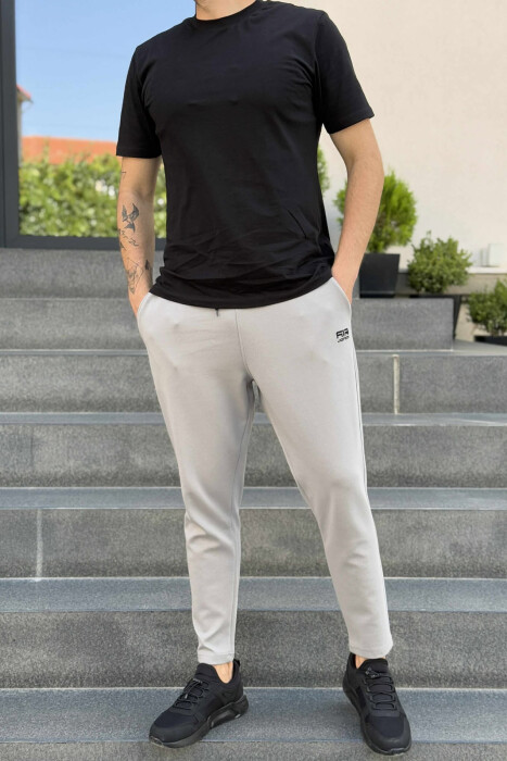 SIMPLE ONE COLOR ELASTIC MEN SWEATPANTS GREY-GREY/GG - 1