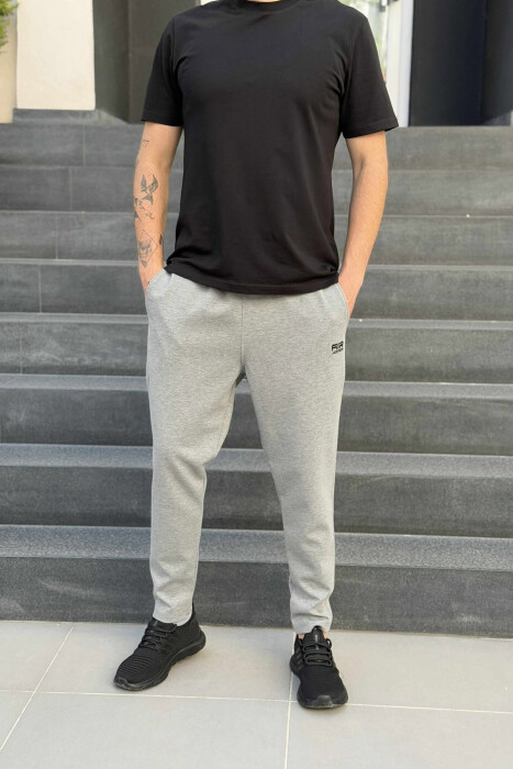 SIMPLE ONE COLOR ELASTIC MEN SWEATPANTS GREY/GRI - 1